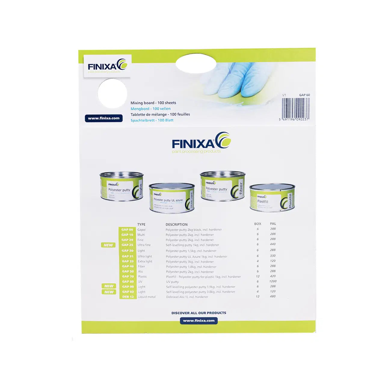 FINIXA Spachtelbrett 100 Blatt